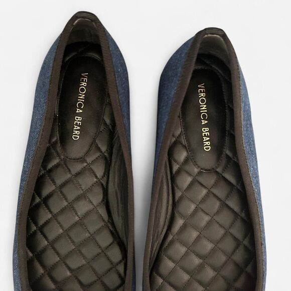 VERONICA BEARD Beatrix bow-detailed denim ballet flats 8.5 - Picture 3 of 5